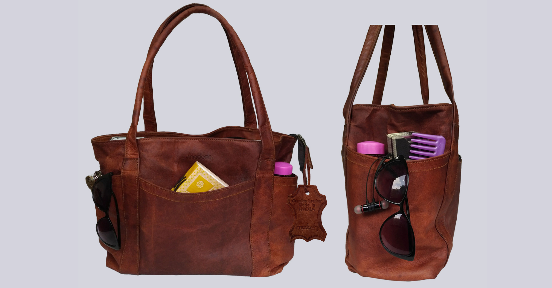 Women's Side Shoulder Crossbody Bag Genuine Leather Tote Bag Brown Daily Wear Office Bag